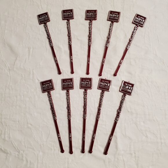 Vintage Las Vegas Mint Cocktail Swizzle Stir Sticks Set 10 Plastic Del Webb New - Picture 1 of 9